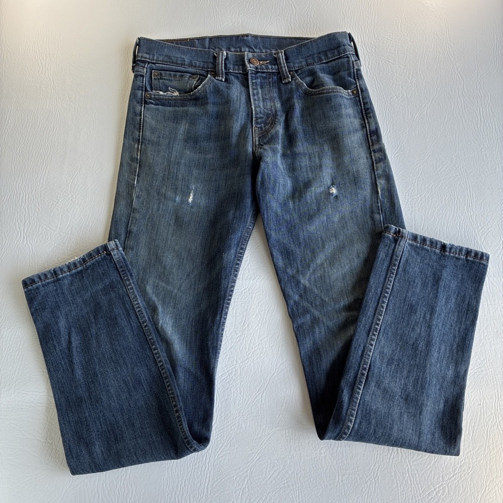 Levis 511 Jeans Men's 29x32 (fit29X31) Denim Med Blue Nice Faded Distressed GUC